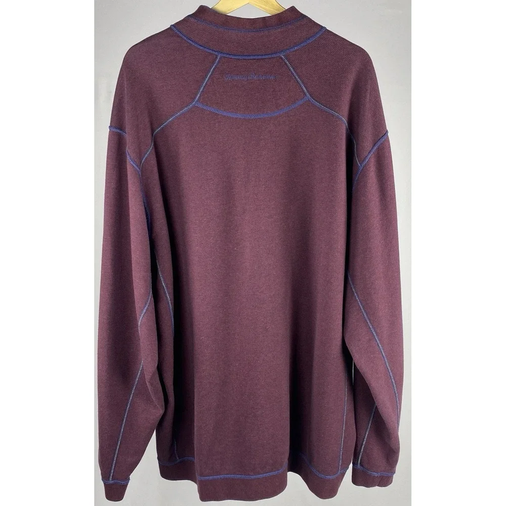 Tommy Bahama Flipshore Reversible Half-Zip Sweatshirt 3XLT Blue Burgundy Preppy